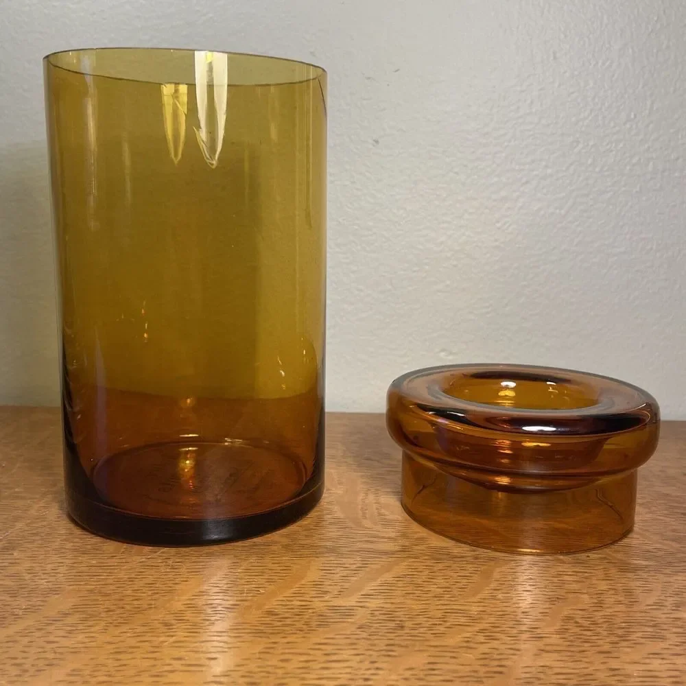 Home America Amber Glass With‎ Lid, Retro Style 5